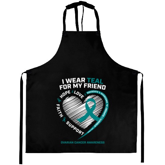 Teal Ribbon Ovarian Cancer Awareness Friend Aprons