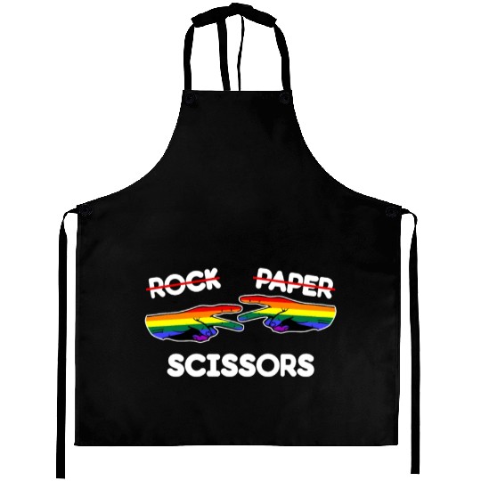 Rock Paper Scissors Funny Lesbian Pride LGBT Pun Aprons