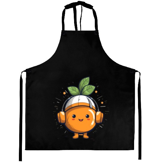 Orange Fruit Fruitarian Funny Cute Party Music Aprons