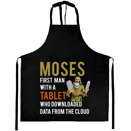 Jewish Passover Moses Tablet Data Cloud Computing Aprons