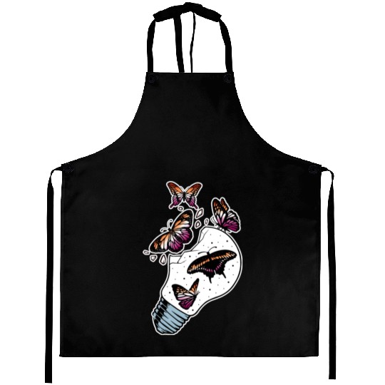 LGBTQ Butterflies in Lesbian Flag Colors Aprons