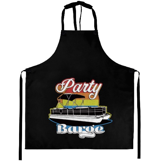 Pontoon Boat Retro Party Barge Lake Life Aprons