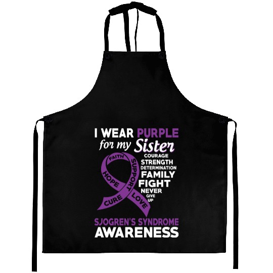 I Wear Purple For My Sister Sjogren s Syndrome Aprons