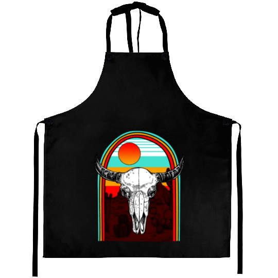 Cow Aprons, Cow Skulls Hippie Aztec Aprons, Cow Fan