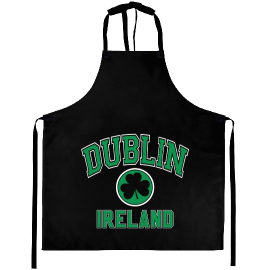 Dublin Varsity Style Shamrock Green Print Aprons