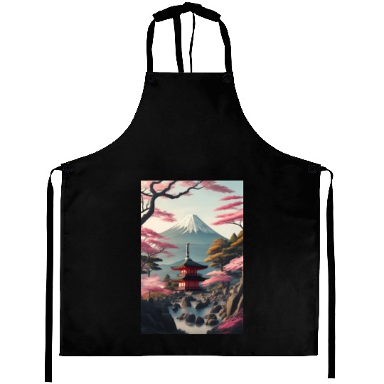 Asia Landscape Serene Mount Fuji Aprons