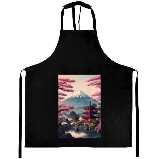 Asia Landscape Serene Mount Fuji Aprons