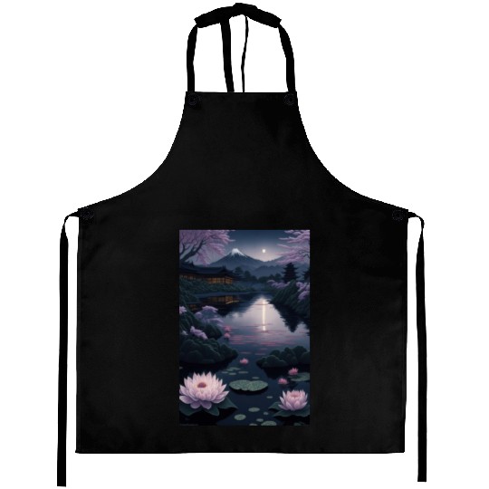 Asia Landscape by night Serene Mount Fuji Aprons