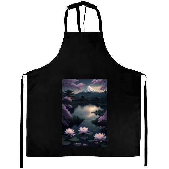 Asia Landscape by night Serene Mount Fuji Aprons