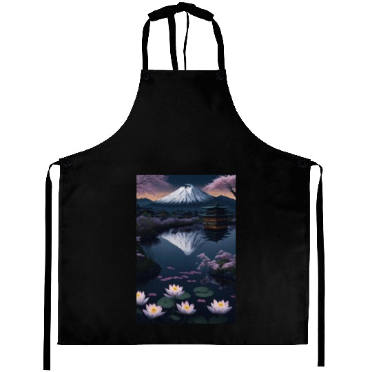 Asia Landscape by night Serene Mount Fuji Aprons