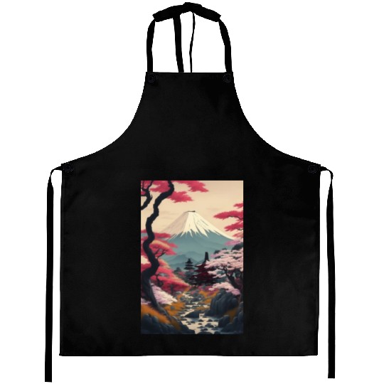 Asia Landscape Serene Mount Fuji Aprons