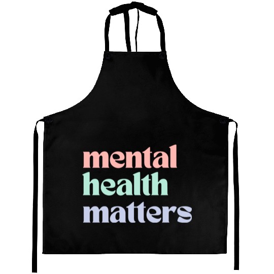 Mental Health Matters | Retro Quote Pastel Rainbow Aprons