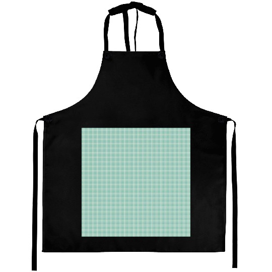 Retro Checkered Pattern Teal Aprons