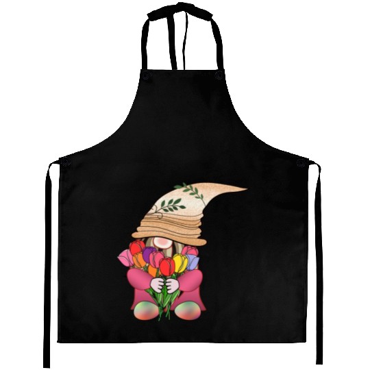 Gnome tulip flower cute fairy floral funny angle Aprons