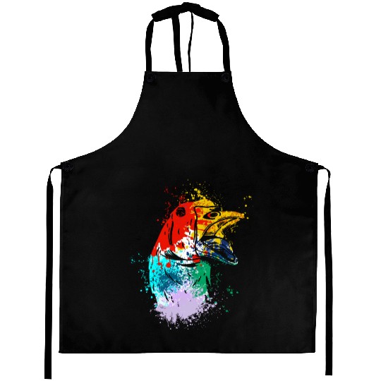 Colorful Splash Art Farm animals goose head Aprons