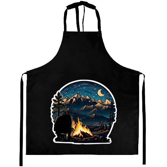 A Camper Sitting By A Campfire Aprons