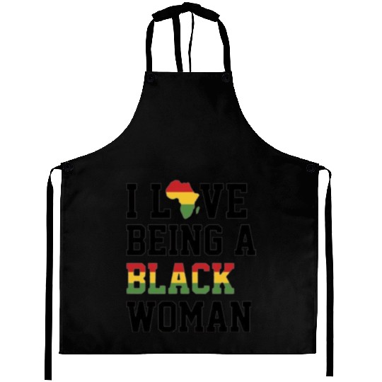 black history month "I love being a black woman" Aprons