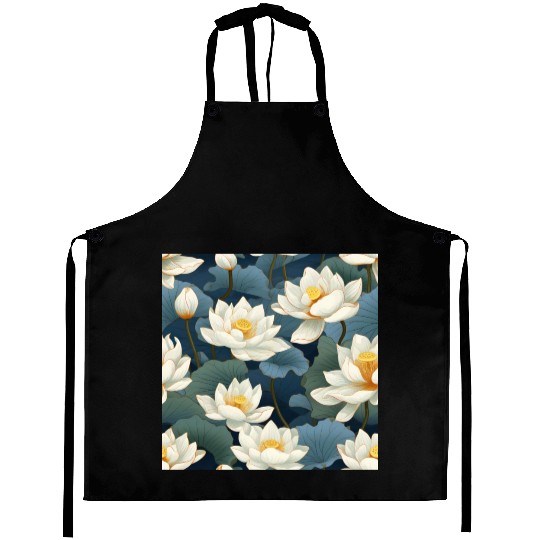 Serenity Blooms: Timeless Lotus Pattern Aprons