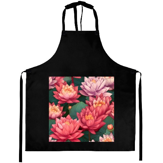 Serenity Blooms: Timeless Lotus Pattern Aprons