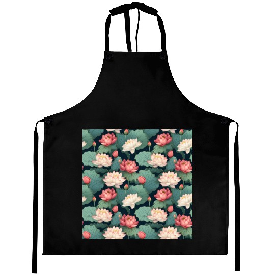 Serenity Blooms: Timeless Lotus Pattern Aprons