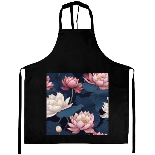 Serenity Blooms: Timeless Lotus Pattern Aprons