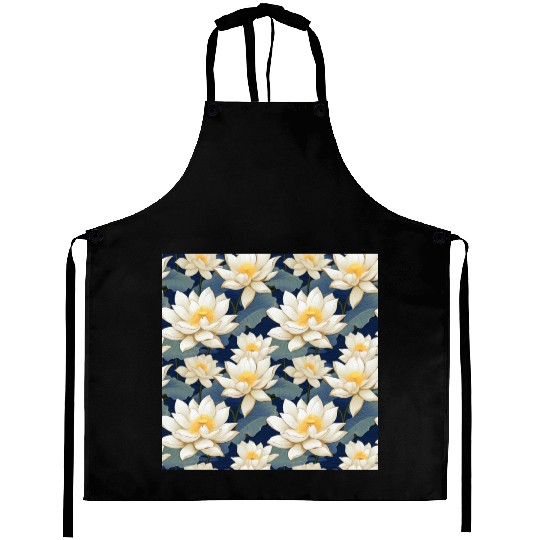 Serenity Blooms: Timeless Lotus Pattern Aprons