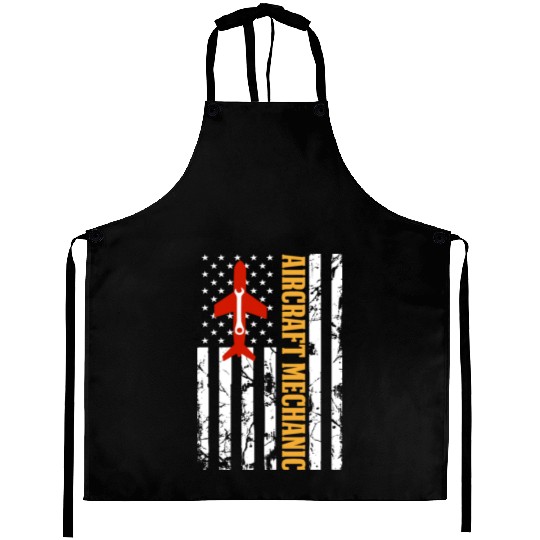 AIRCRAFT MECHANIC USA FLAG Aprons