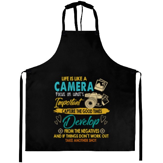 Photography Lover Life Is Like A Camera Aprons