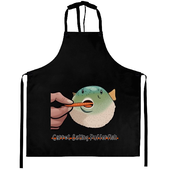 Carrot Eating Pufferfish Meme Aprons