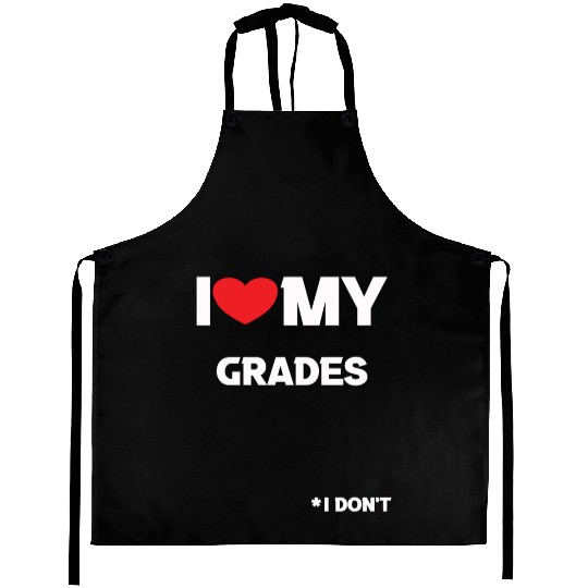 I heart/love my grades joke Aprons