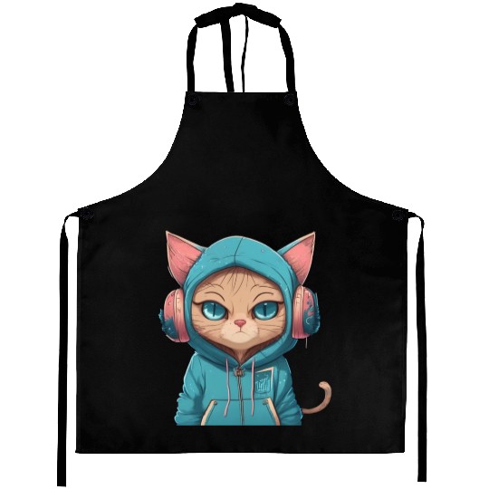 Music lover cat Aprons