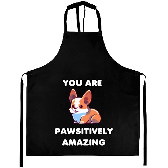 Motivational Corgi Positivity Aprons