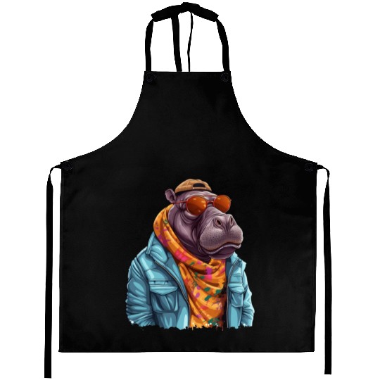 Graffiti Hippo. Heavyweight Strength. Aprons