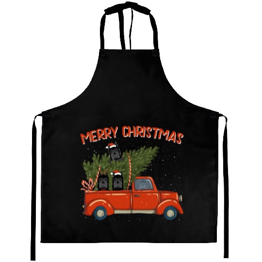Cane Corso Xmas Vintage Red Pickup Retro Truck Aprons
