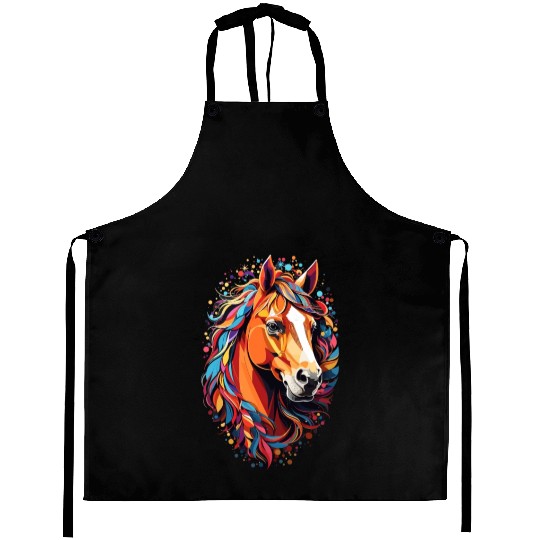 Sweet horse design - colorful horse silhouette Aprons