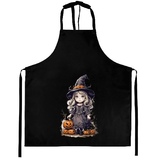 cute and creepy halloween fantasy witch Aprons