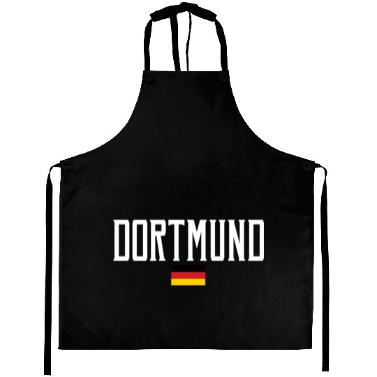 Dortmund Germany Flag White Text Aprons