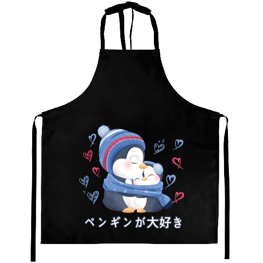 I Love Penguins Love Mom Penguin Aprons