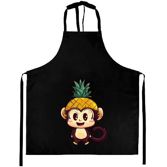 Tropical monkey with pineapple helmet Aprons
