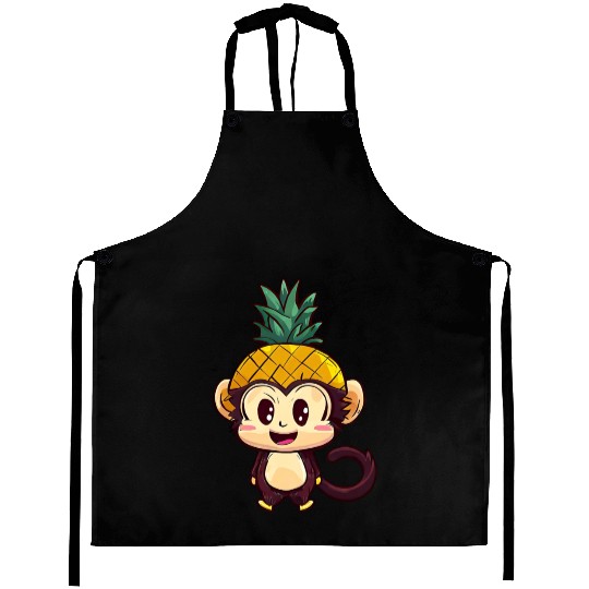 Tropical monkey with pineapple helmet Aprons