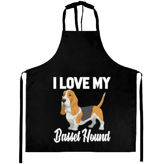 I Love My Basset Hound Aprons Funny Gifts For Men