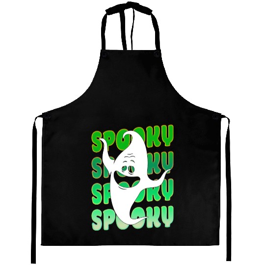 Spooky Halloween Ghost Green Aprons