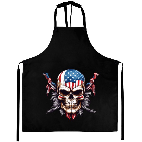 A skull color America flag Aprons Design