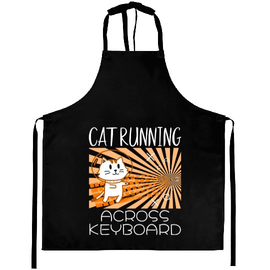 Cat Running Keyboard Across The Space Cat Riding Aprons