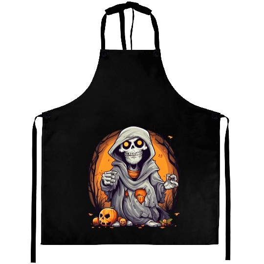 Eerie Halloween Ghoul Art, Spooky Season Delight 5 Aprons