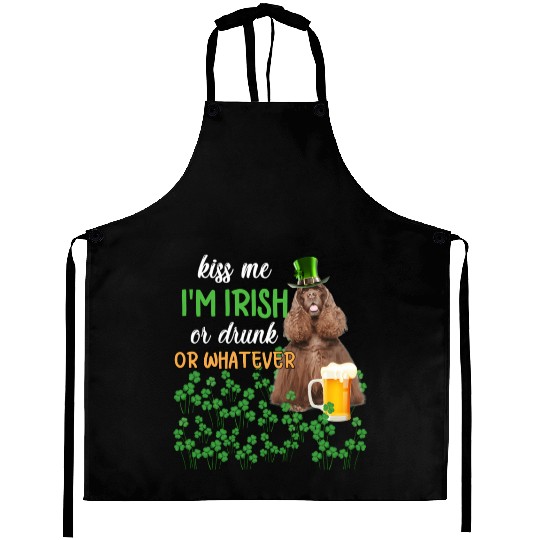 American Cocker Spaniel Kiss Me I'm Irish Or Drunk Aprons