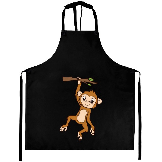 Monkey Hanging On Branch Ape Monkey Aprons