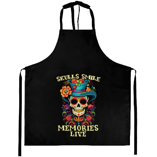 Dia De Los Muertos Sugar Skull Mexican Holiday Aprons