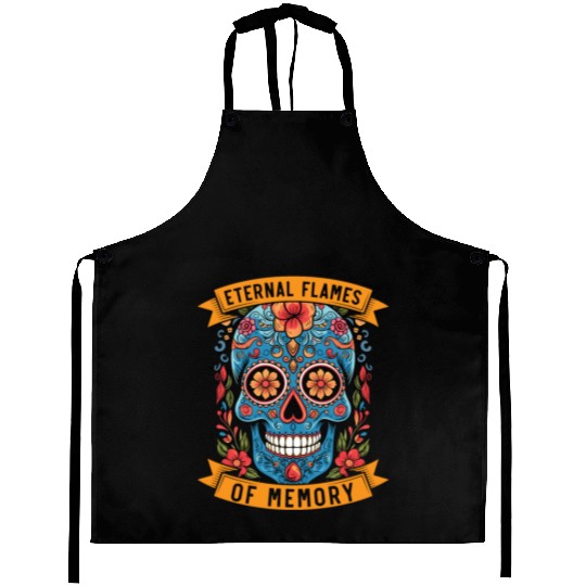 Dia De Los Muertos Sugar Skull Mexican Holiday Aprons