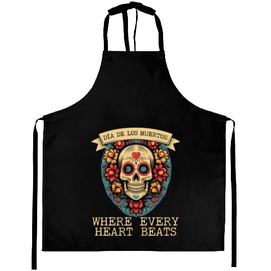 Dia De Los Muertos Sugar Skull Mexican Holiday Aprons